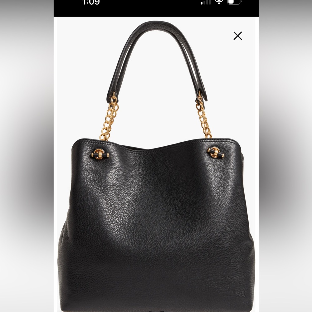 Tory Burch Black Tote with Gold Accents - Picture 3 of 8